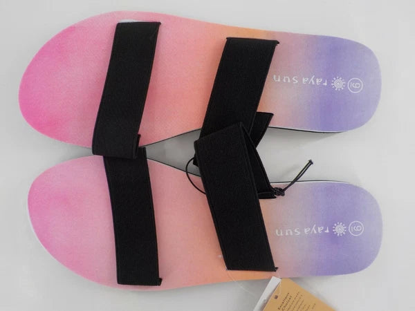 Raya Sun RS Surf Slide Flip Flops Ladies SZ 9 Pastel Sunrise Sunset Womens Beach