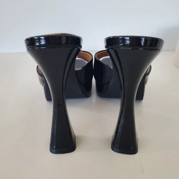 WILD PAIR 8.5 Rajaah 1" Platform 4 4/8" Flared Heel Slide Sandals Open Toe Sexy