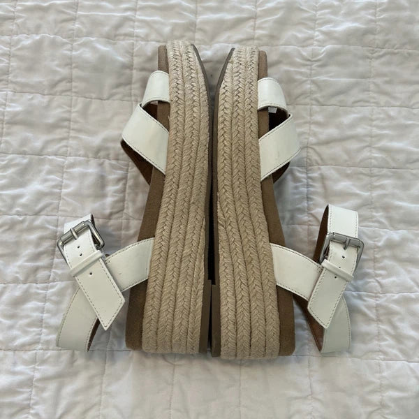 Style & Co Womens Wedge Strap White Slide Sandals Emberr 8 8M