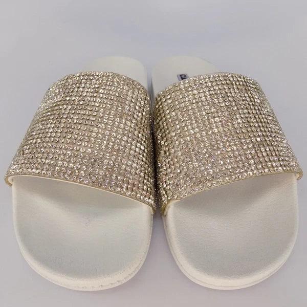 NEW! Cape Robbin Moira Slide Pool Fashion Sandals Women Size 6.0 M, White Silver