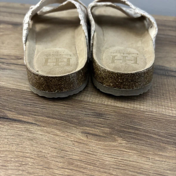 Haute Hippie Floral Embroidery Crochet Style Criss Cross Sandals 9 M