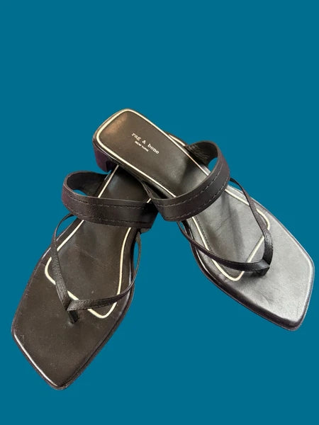 Rag & Bone Colt Sandals Slides Black -White  Thongs Shoes Sz 37.5 US 7