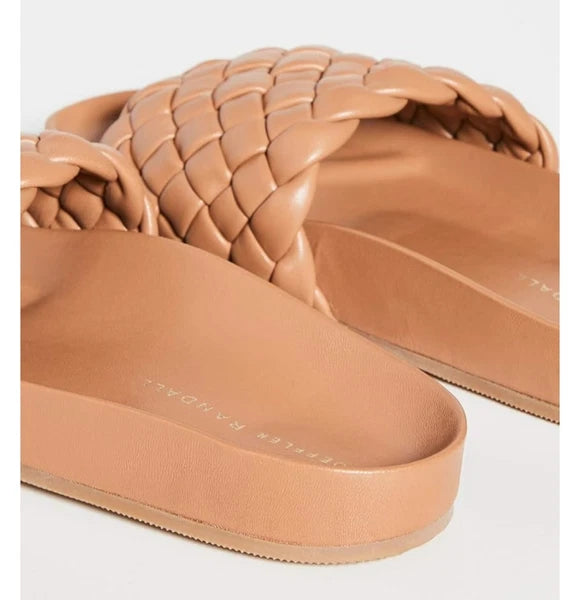 LOFFLER RANDALL Braided Soft Leather Slide Sandals Sonnie, Sz 8B, New In Box