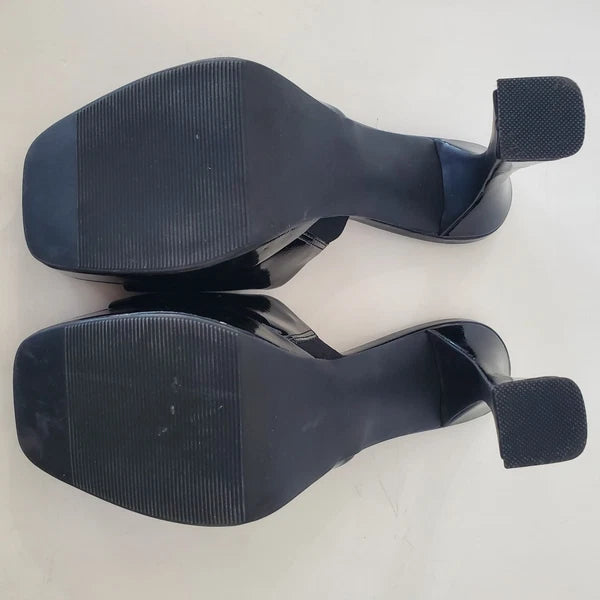 WILD PAIR 8.5 Rajaah 1" Platform 4 4/8" Flared Heel Slide Sandals Open Toe Sexy