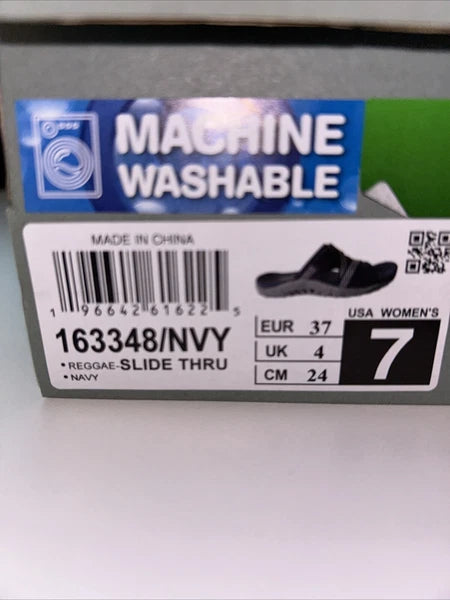 NWB Skechers Women's Reggae Slide Thru NAVY Slide Sandals Size 7 Style 163348