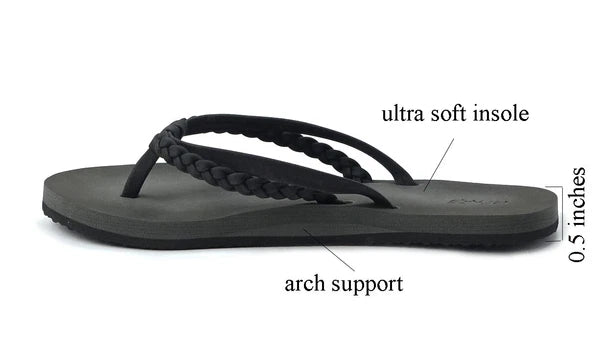 New Womens Double-Strap Braided Beach Sandal UltraSoft Glitter Fashion Flip Flop