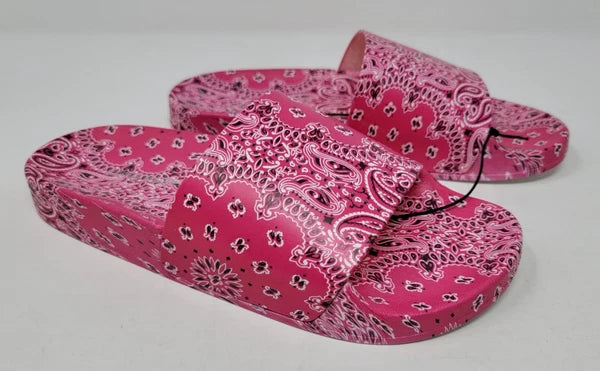 Steve Madden Sofi Pink Multi Paisley Printed Slide Sandals Size 7
