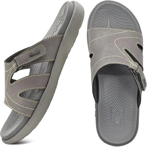 KuaiLu Womens Fashion Orthotic Slides Ladies Lightweight Athletic - Gray 8.5