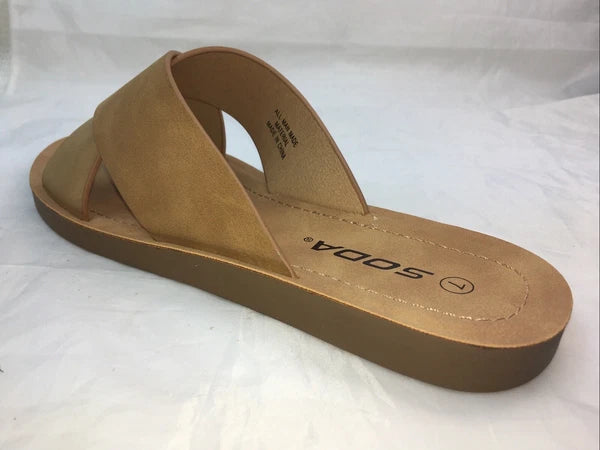 SODA-REFLECT-S NUBUCK PU X BANDS Flat Slide CASUAL Fashion Women Sandal Slip On