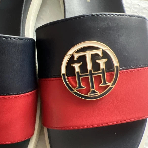 Tommy Hilfiger Blue & Red Souli Style Slide Sandals Women's Size 6M