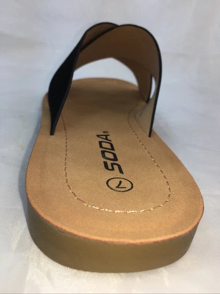 SODA-REFLECT-S NUBUCK PU X BANDS Flat Slide CASUAL Fashion Women Sandal Slip On