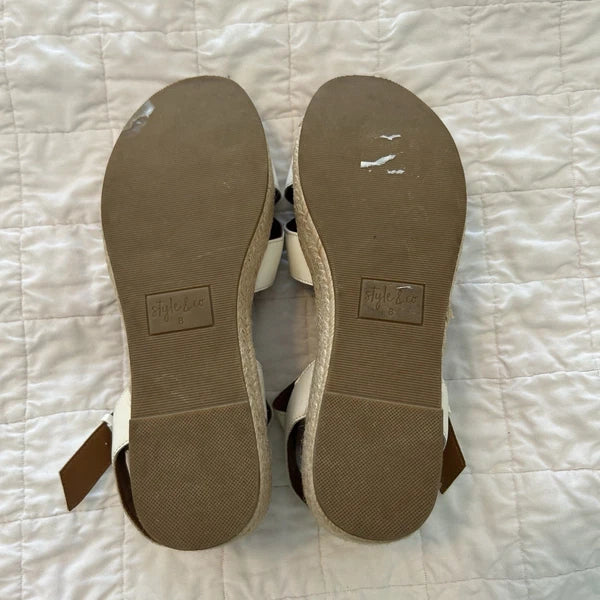 Style & Co Womens Wedge Strap White Slide Sandals Emberr 8 8M