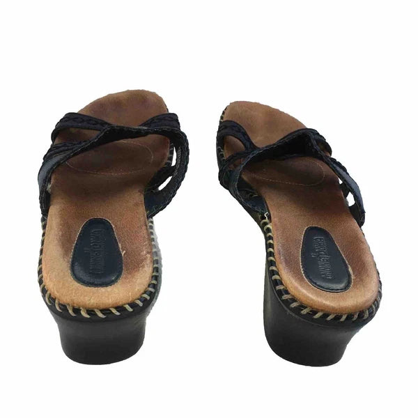 MINNETONKA BLACK LEATHER COMFORT SANDALS Womens  Sz 9 Style 70403