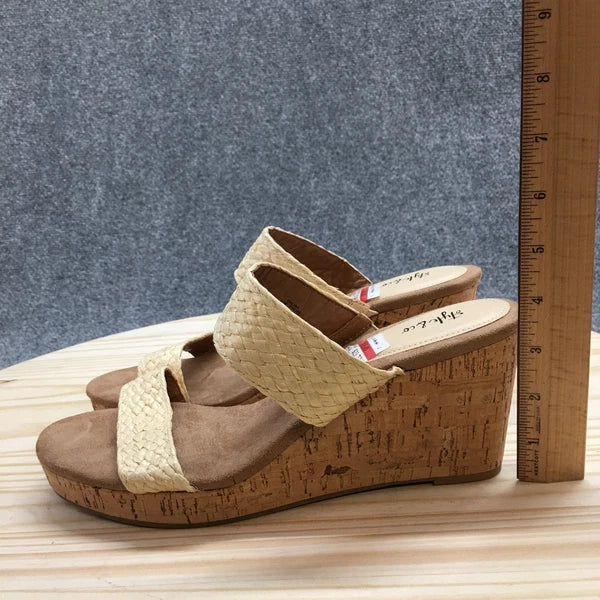 Style & Co. Sandals Womens 11 M Daliaa Wedge Slides Beige Faux Leather Cork NEW