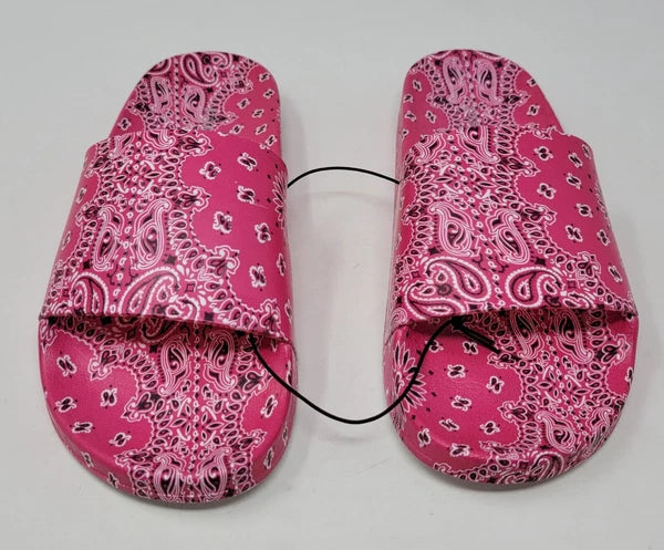 Steve Madden Sofi Pink Multi Paisley Printed Slide Sandals Size 7
