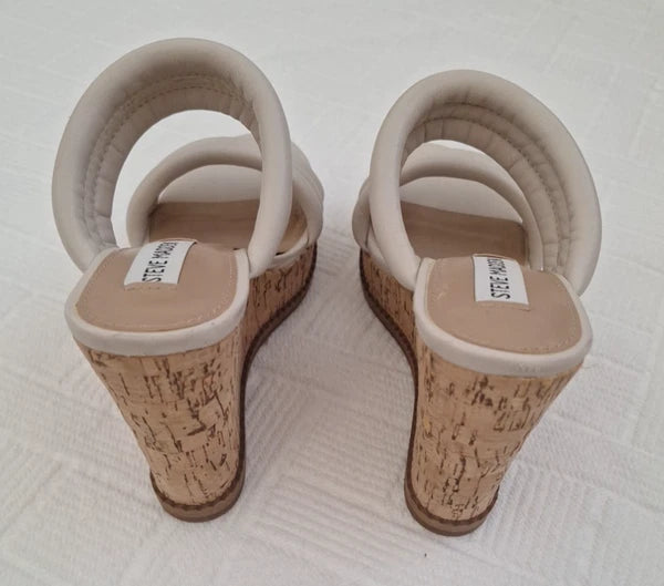STEVE MADDEN Neutral Boho, Bohemian Style Light Nude Slide on Cork Wedges sz.7M