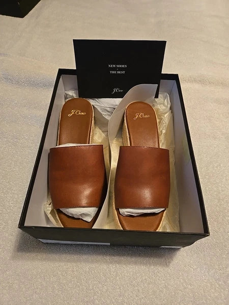 Vachetta Espadrille Slides. Size 7. Warm Sepia Color. Style No. AN868