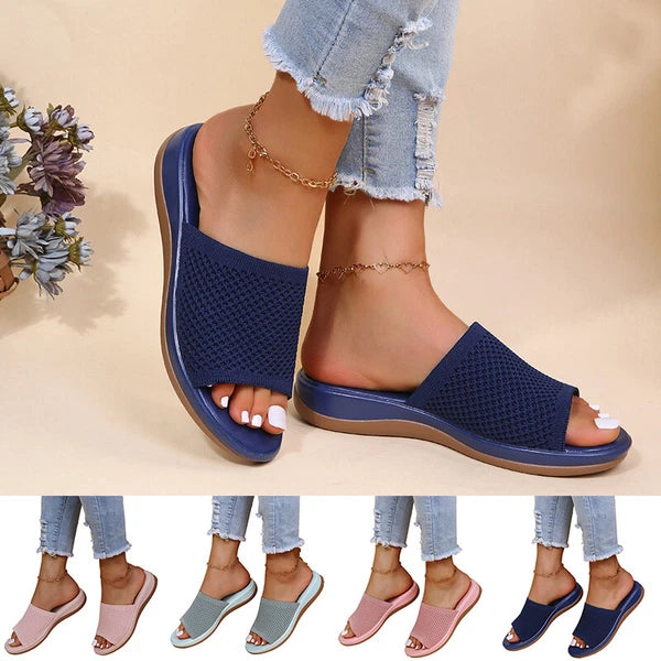 Womens Flats Ladies Slip On Fashion Slides Mules Sliders Summer Beach Sandals Sz