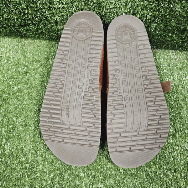 Mephisto Helen Brown Leather Toe Loop Flat Women Sandals Womens EU 38 US 8