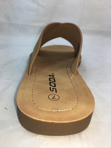 SODA-REFLECT-S NUBUCK PU X BANDS Flat Slide CASUAL Fashion Women Sandal Slip On