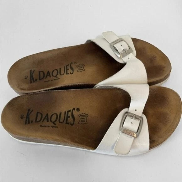 K. Daques “Madrid” Style Sandals in White Leather Size 40