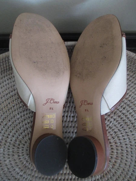 J CREW Canvas with Leather Slide Sandal in Natural SZ 8.5M Style AW069 EUC