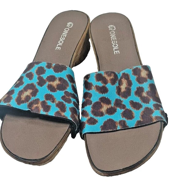 Onesole Quick Change Interchangeable Soft Step Cork Wedge Heels Shoe Sz 8