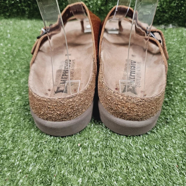 Mephisto Helen Brown Leather Toe Loop Flat Women Sandals Womens EU 38 US 8
