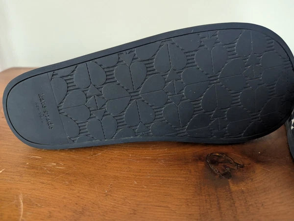 Kate Spade Olympia Slip On Logo Sandal Slides In navy blue Size 9B