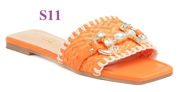 KARAUSA Fashion Bling Rhinestone  2 Buckles Sandal Slides, 2x$30, KARAUSA store