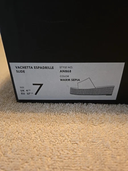 Vachetta Espadrille Slides. Size 7. Warm Sepia Color. Style No. AN868