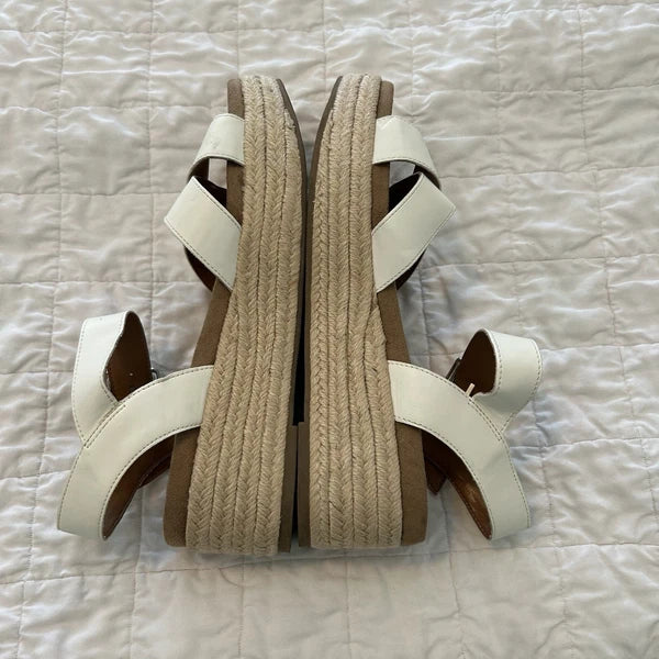 Style & Co Womens Wedge Strap White Slide Sandals Emberr 8 8M