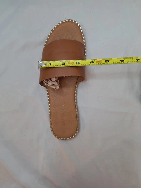 TOP Moda Tan Slides Women Open Toe Flat Fashion Sandals