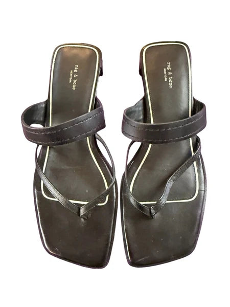 Rag & Bone Colt Sandals Slides Black -White  Thongs Shoes Sz 37.5 US 7