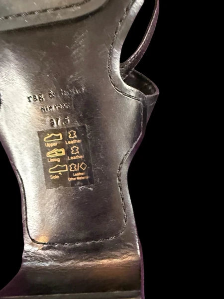 Rag & Bone Colt Sandals Slides Black -White  Thongs Shoes Sz 37.5 US 7