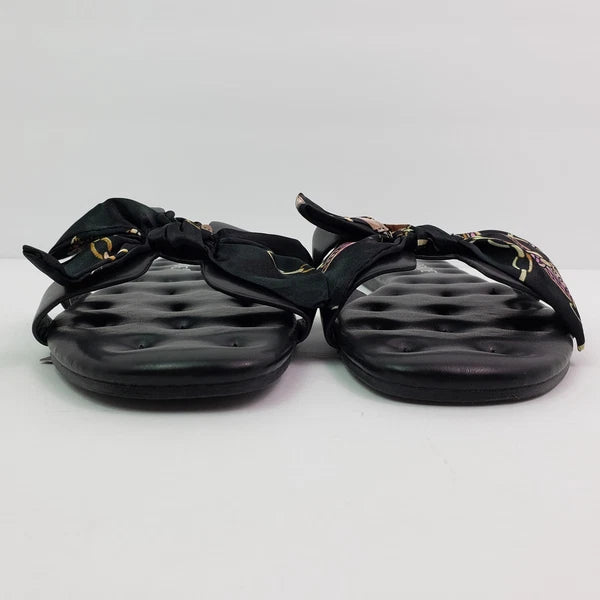 Musshoe Womens Size 9 Black Bow Slip On Formal Fashion Slide Flat Sandals