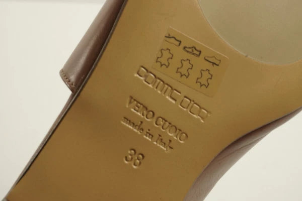 New 270$ Pomme D'or Size 38 Antique Rose Italian Leather Point Toe Slide Sandals