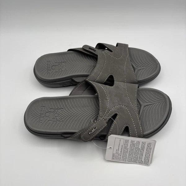KuaiLu Womens Fashion Orthotic Slides Ladies Lightweight Athletic - Gray 8.5