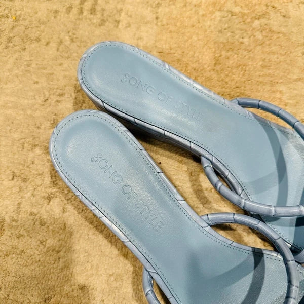 Song of Style fia sandal in Blue printed slide wedge sandal woman’s 10