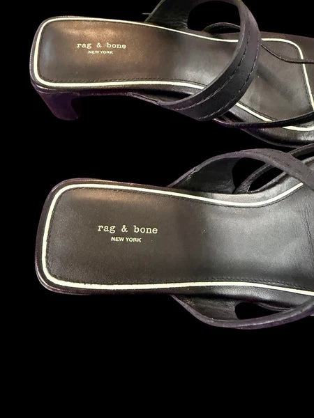 Rag & Bone Colt Sandals Slides Black -White  Thongs Shoes Sz 37.5 US 7