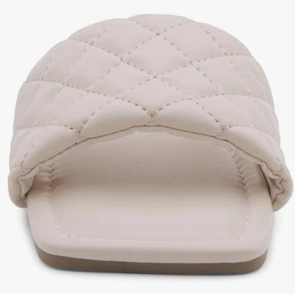 Shoe Land Women’s Flat Sandals Fashion Slides Square Open Toe Quilted Single ban