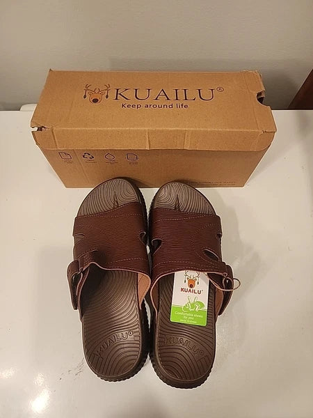 KUAILU Womens Fashion Orthotic Slides Sandals US 8 Arch Support Brown