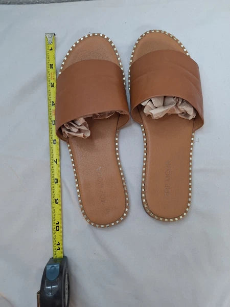 TOP Moda Tan Slides Women Open Toe Flat Fashion Sandals