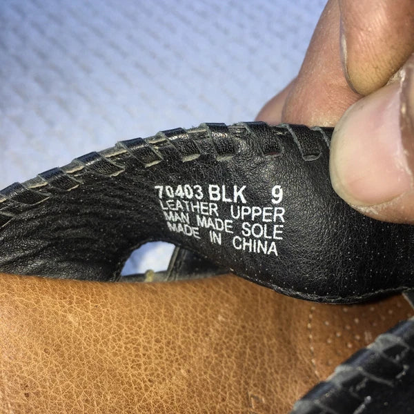 MINNETONKA BLACK LEATHER COMFORT SANDALS Womens  Sz 9 Style 70403