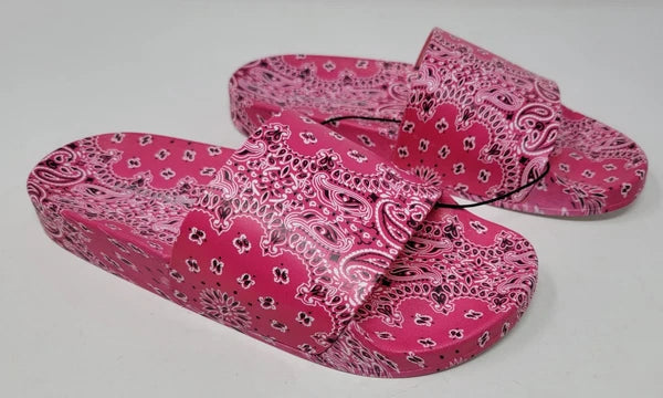 Steve Madden Sofi Pink Multi Paisley Printed Slide Sandals Size 7