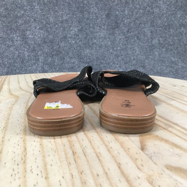 Style & Co. Sandals Womens 9.5 Shannonnp Slip On Slides Black Faux Leather NEW