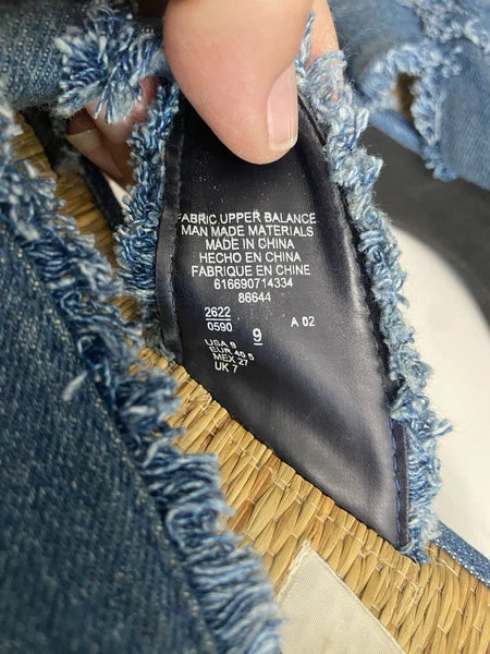 Kathy Ireland Blue Plato Slide Sandals with Denim Style Knot Size 9 Y2K