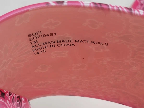 Steve Madden Sofi Pink Multi Paisley Printed Slide Sandals Size 7