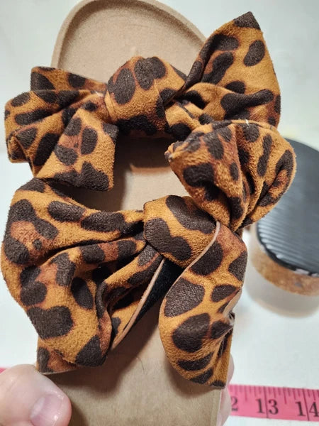 Women Size 9 Brown Sandals Bowknot Cork Leopard Cheetah Spring Summer Fashion