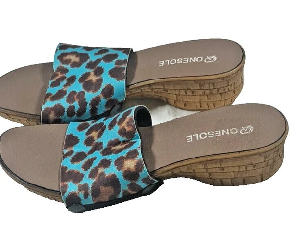 Onesole Quick Change Interchangeable Soft Step Cork Wedge Heels Shoe Sz 8